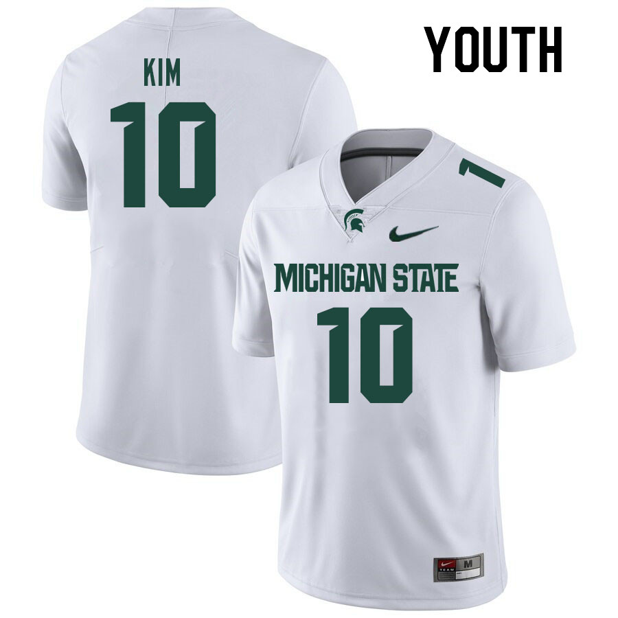 Youth #10 Noah Kim Michigan State Spartans College Football Jerseys Stitched Sale-White